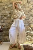 Lalli Damask 7/8 Barrel Leg Pant White